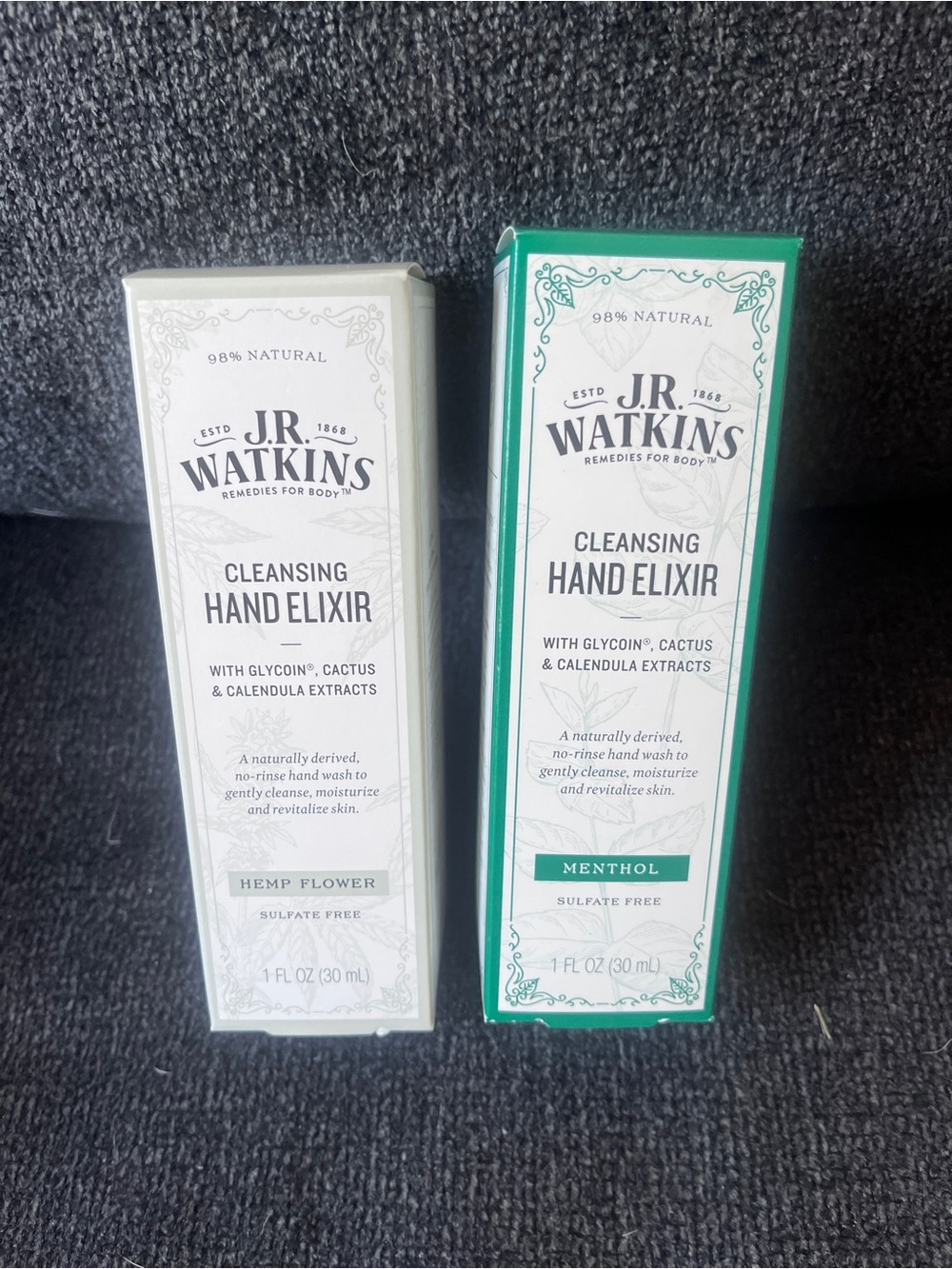 Cleansing Hand Elixir - Menthol Green & Hemp Flower White - waterless cleanser